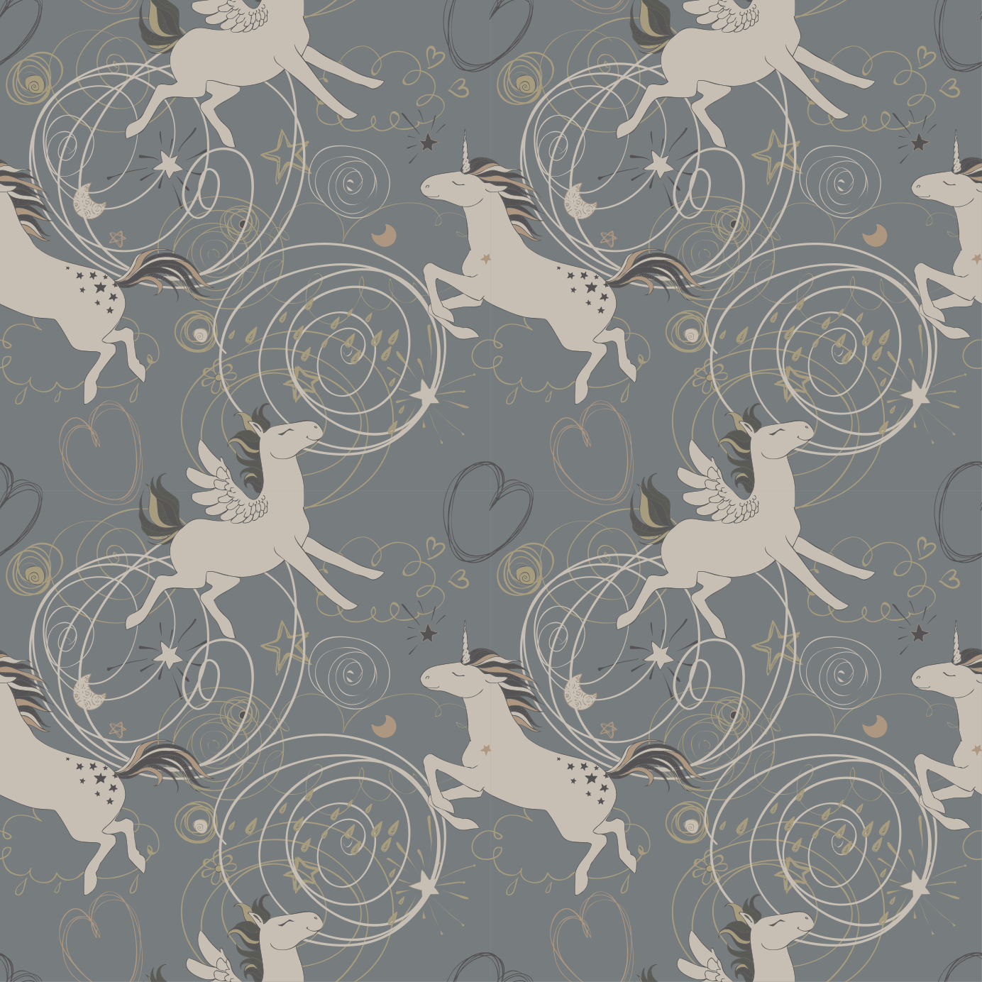 Animal mat with pegasus unicorns on dark background - TenStickers