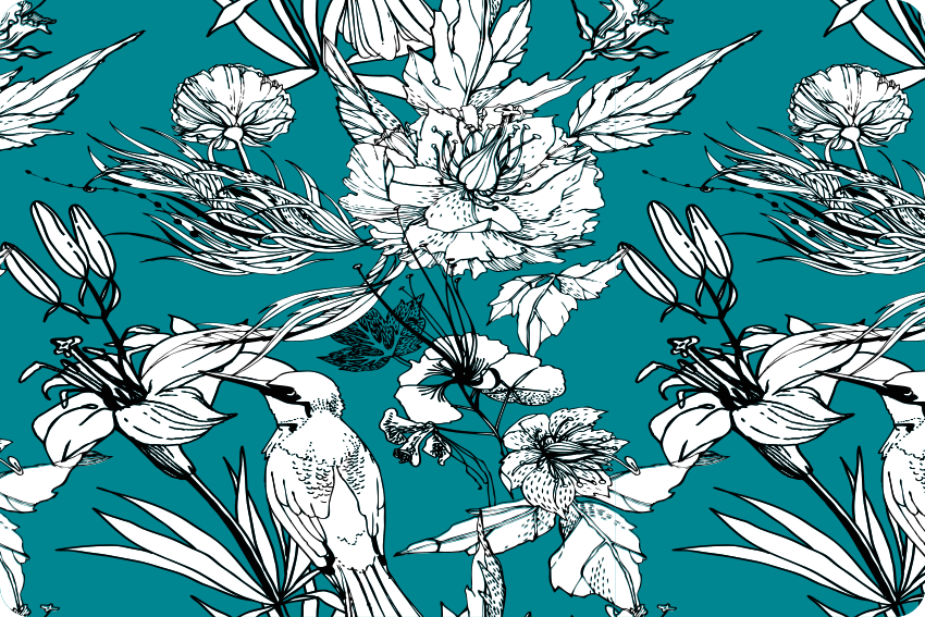 Animal mat with elegant white wild birds pattern - TenStickers