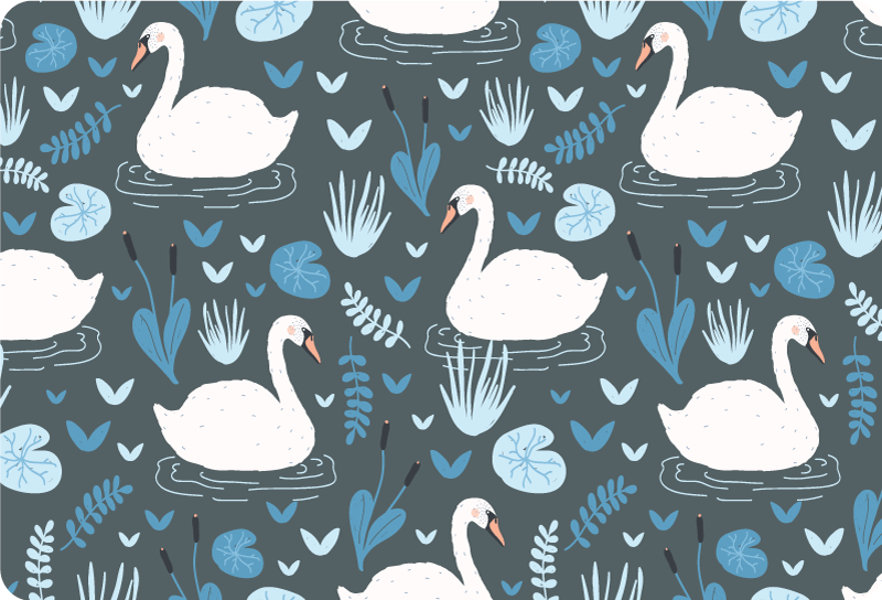 Elegant white swan pattern animal mat - TenStickers