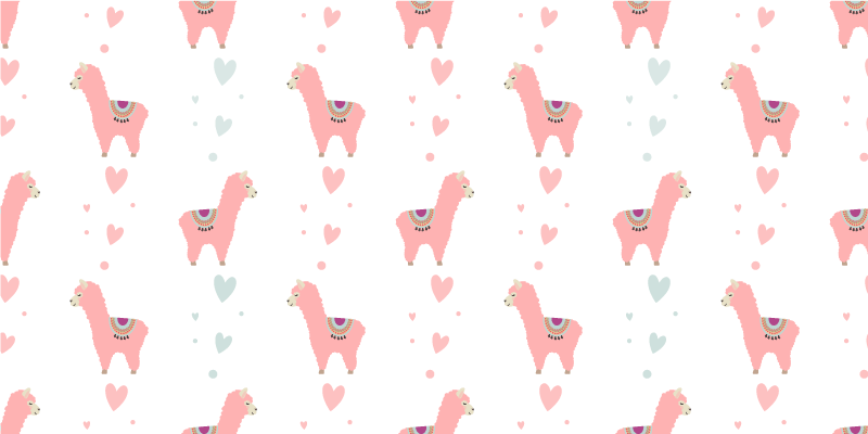 Animal mat in pink llama pattern - TenStickers