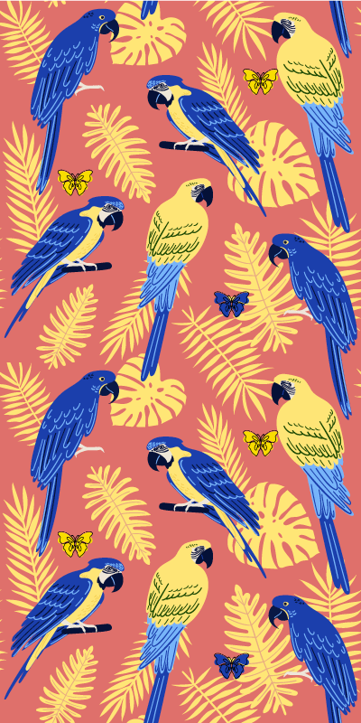 Animal mat with parrots and butterflies design - TenStickers