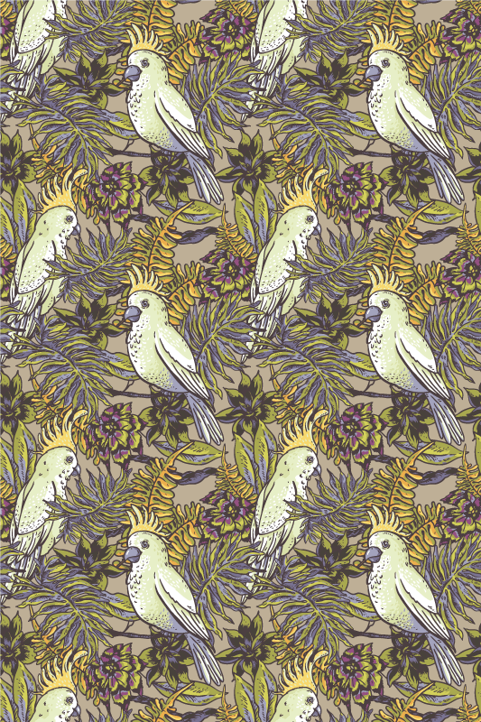 Animal mat with amazonic parrots scandinavian style - TenStickers