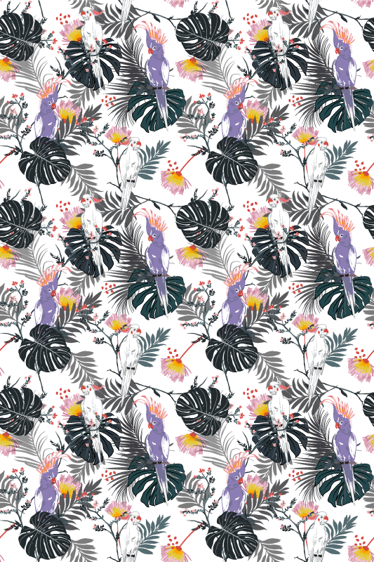 Animal mat with red and purple parrots - TenStickers
