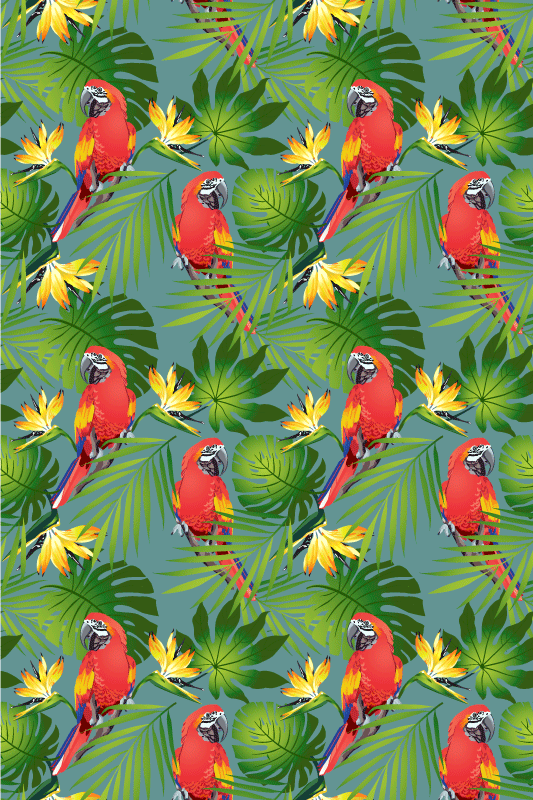 Animal mat with colorful parrots on blue background - TenStickers