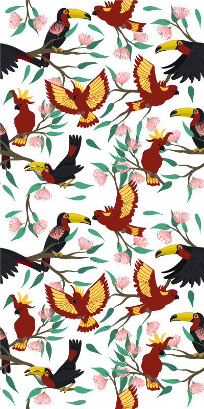 Flying parrots and toucans animal mat - TenStickers