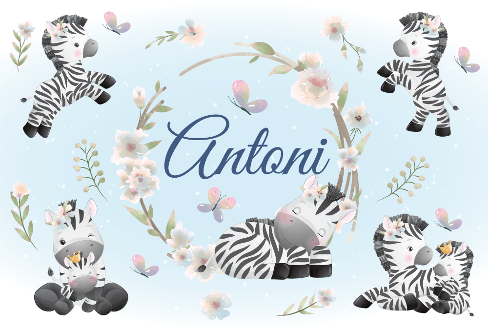 Animal mat for personalized baby zebras - TenStickers