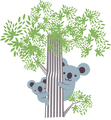 Animal mat koalas climbing a tree - TenStickers
