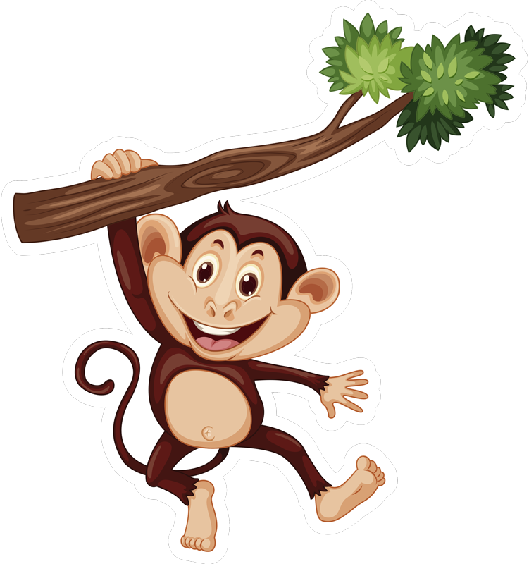 Cheeky monkey swinging animal mat - TenStickers