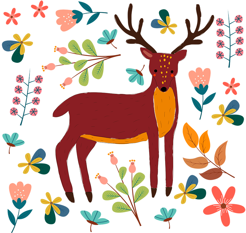 Animal mat whimsical deer illustration - TenStickers