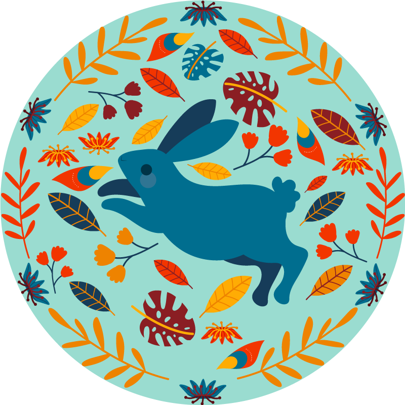 Animal mat playful rabbit design - TenStickers