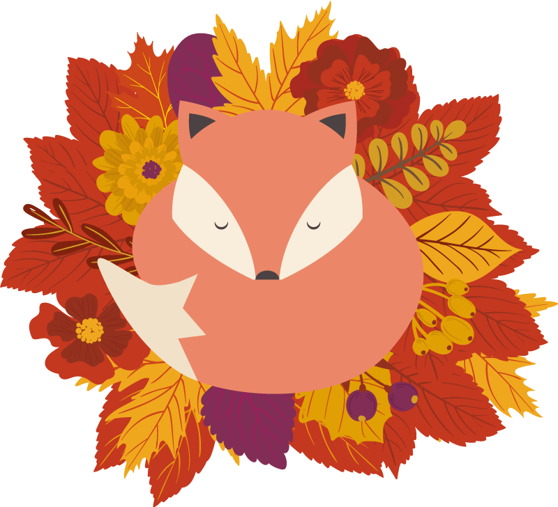 Animal mat fox and leaves design - TenStickers