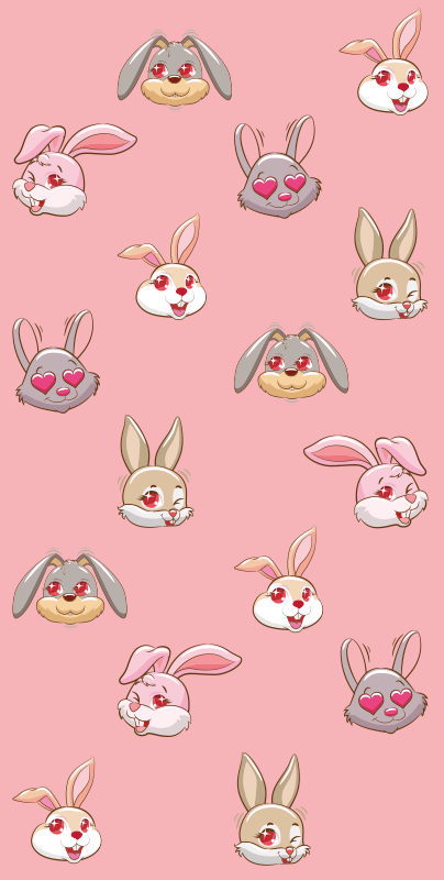 Animal mat with adorable bunny faces - TenStickers