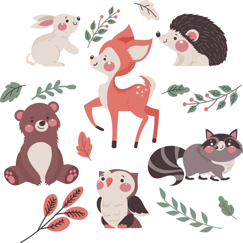 Whimsical animal companions animal mat - TenStickers