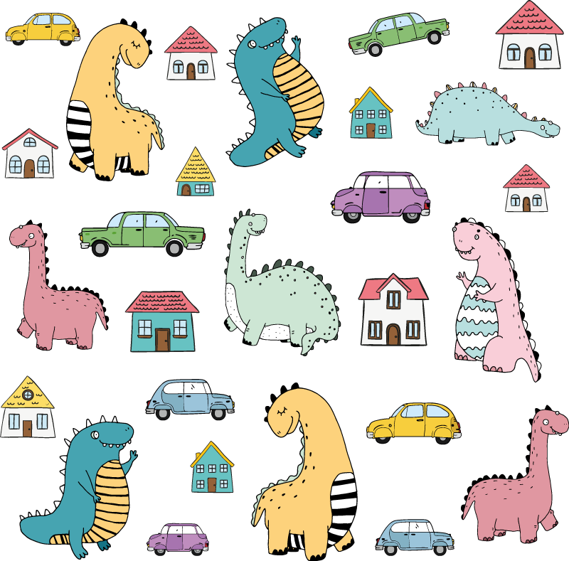 Animal mat with vibrant dinosaur toys - TenStickers