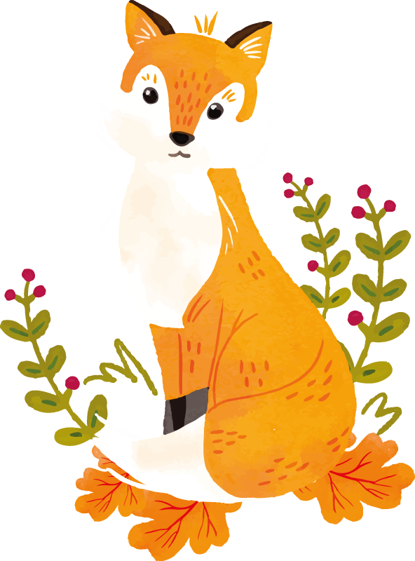 Animal mat playful orange fox - TenStickers