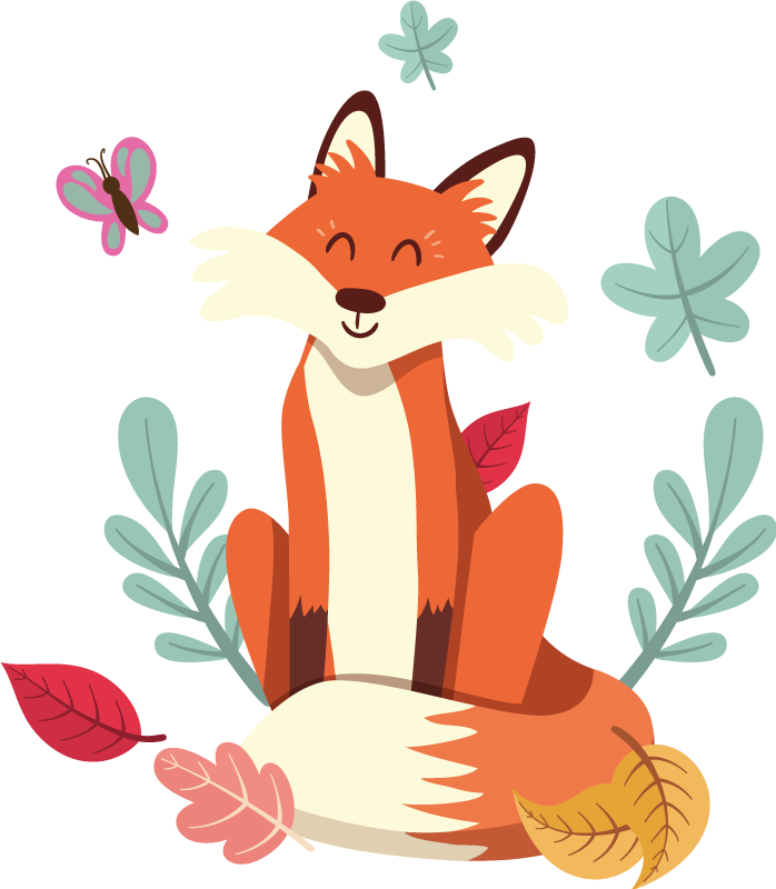 Animal mat smiling fox character - TenStickers