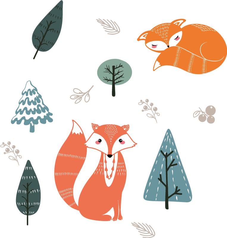 Animal mat with playful fox designs - TenStickers