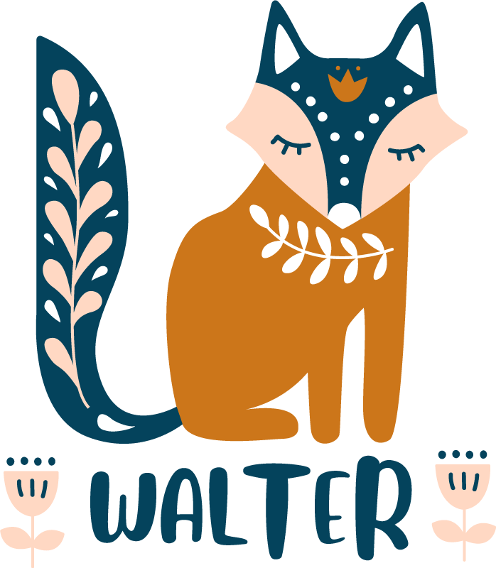 Animal mat with fox character illustration - TenStickers
