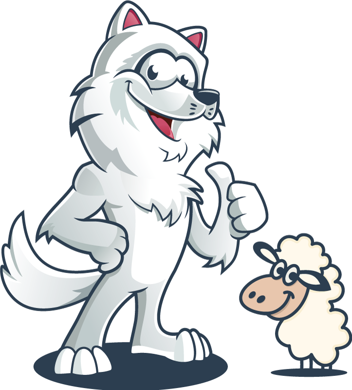Joyful wolf character animal mat - TenStickers