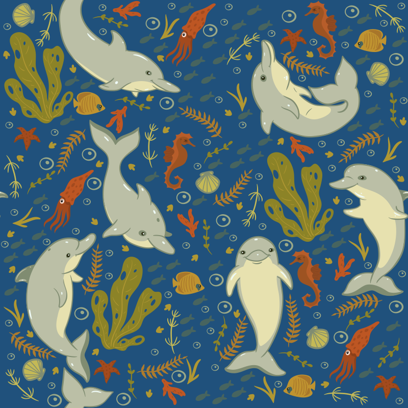 Animal mat playful ocean creatures - TenStickers
