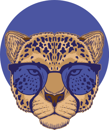 Animal mat leopard in glasses - TenStickers