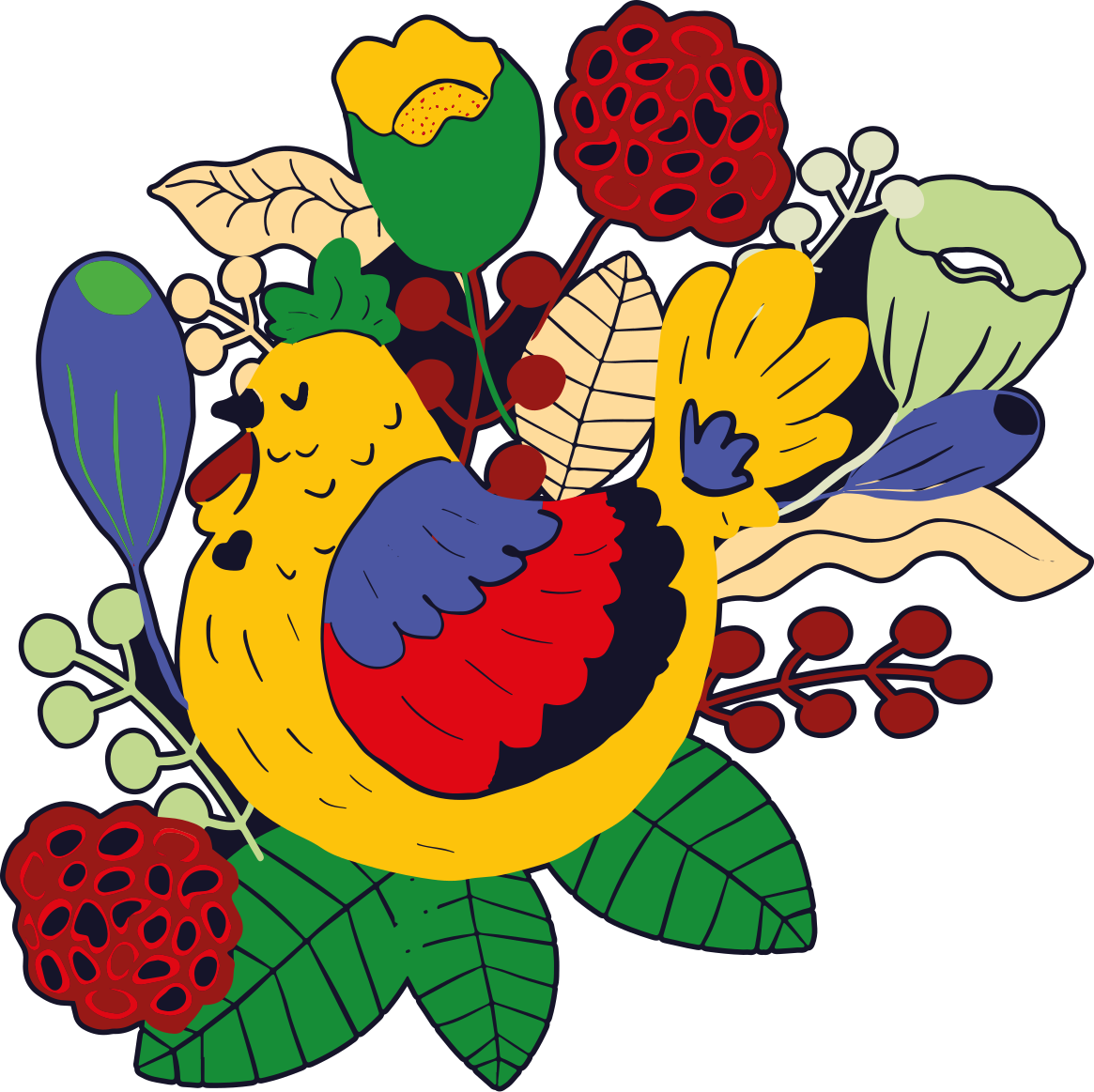 Colorful bird floral animal mat - TenStickers