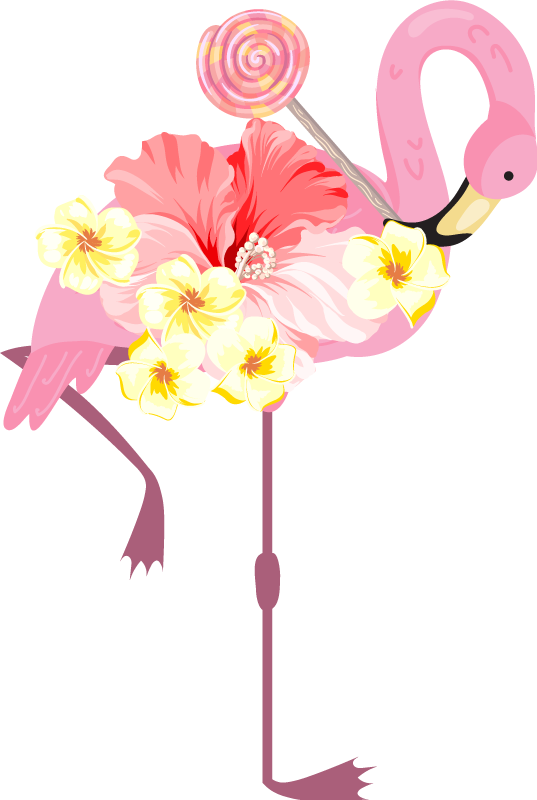 Animal mat flamingo floral design - TenStickers