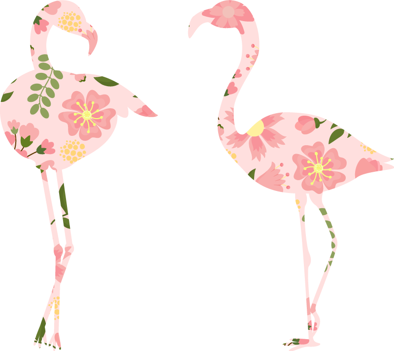 Animal mat flamingo floral design - TenStickers