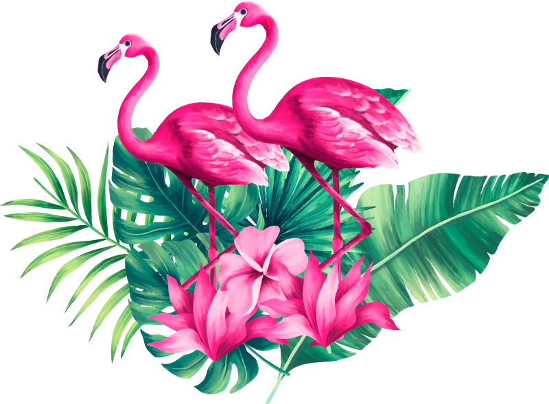 Flamingos and foliage animal mat - TenStickers