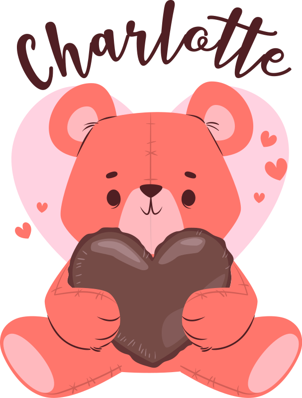 Animal mat cute bear with heart - TenStickers