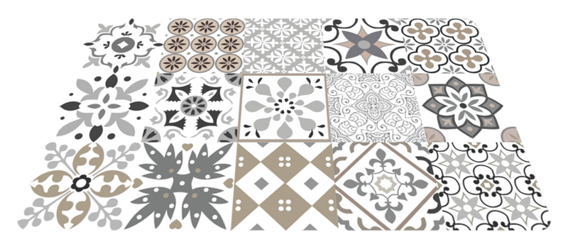 Kitchen vinyl mat in geometric tile mosaic design - TenStickers