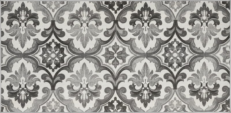Kitchen vinyl mat in greyscale damask design - TenStickers