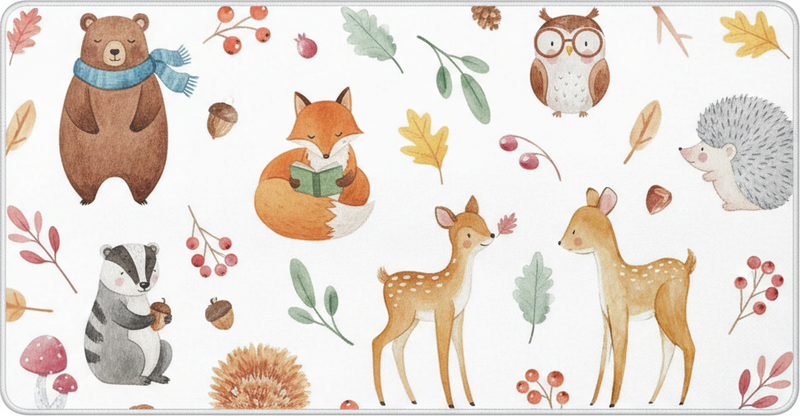 Whimsical woodland watercolor kitchen vinyl mat - TenStickers
