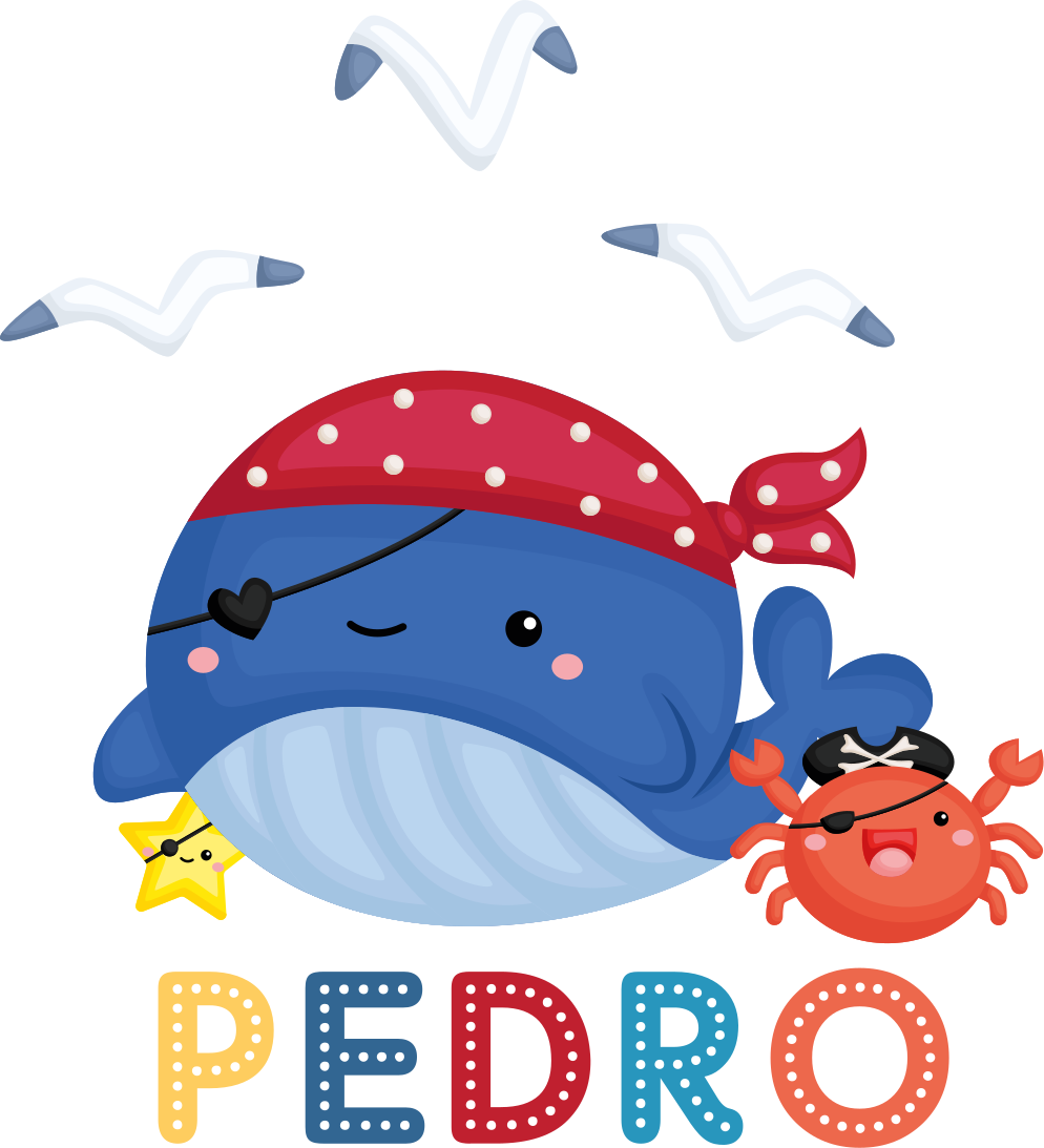 Cute pirate whale animal mat - TenStickers