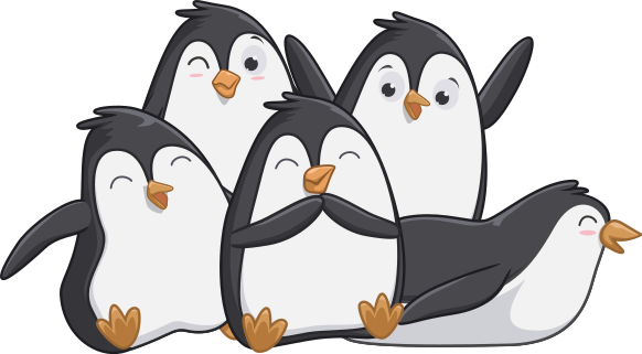 Happy penguin family animal mat - TenStickers