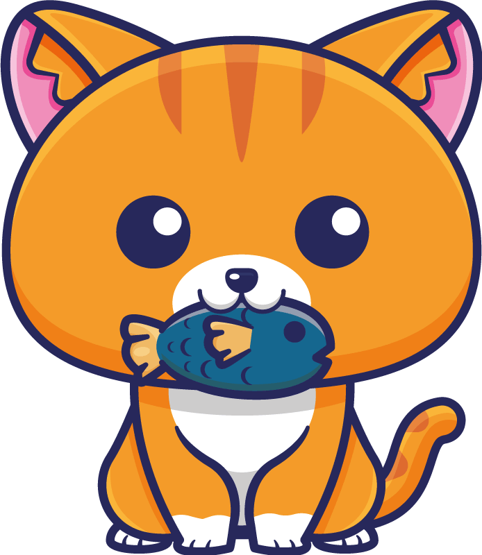 Animal mat cute cat with fish design - TenStickers