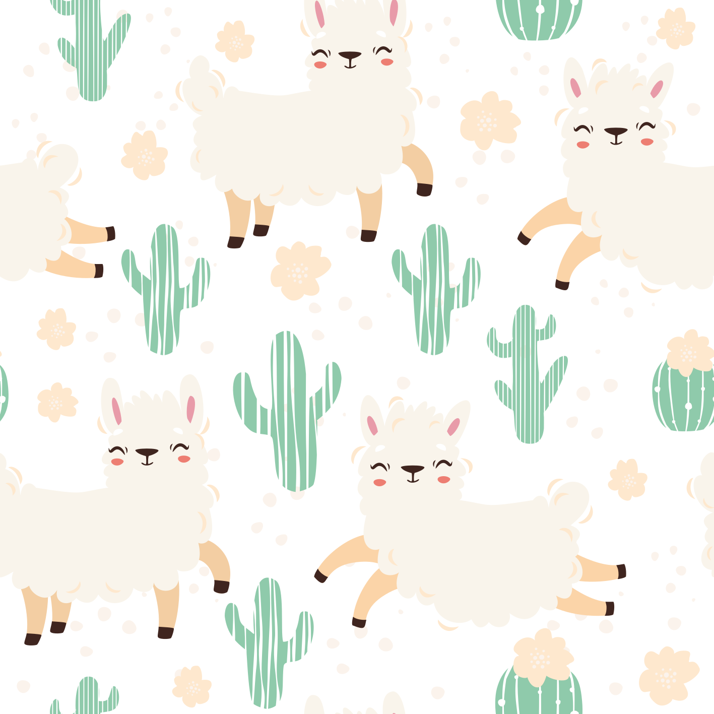Cute llamas and cacti animal mat - TenStickers