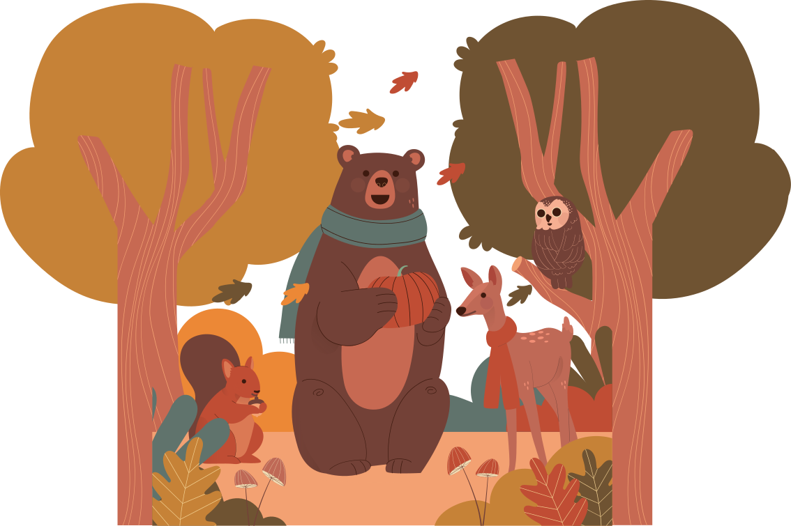 Animal mat fall woodland creatures - TenStickers