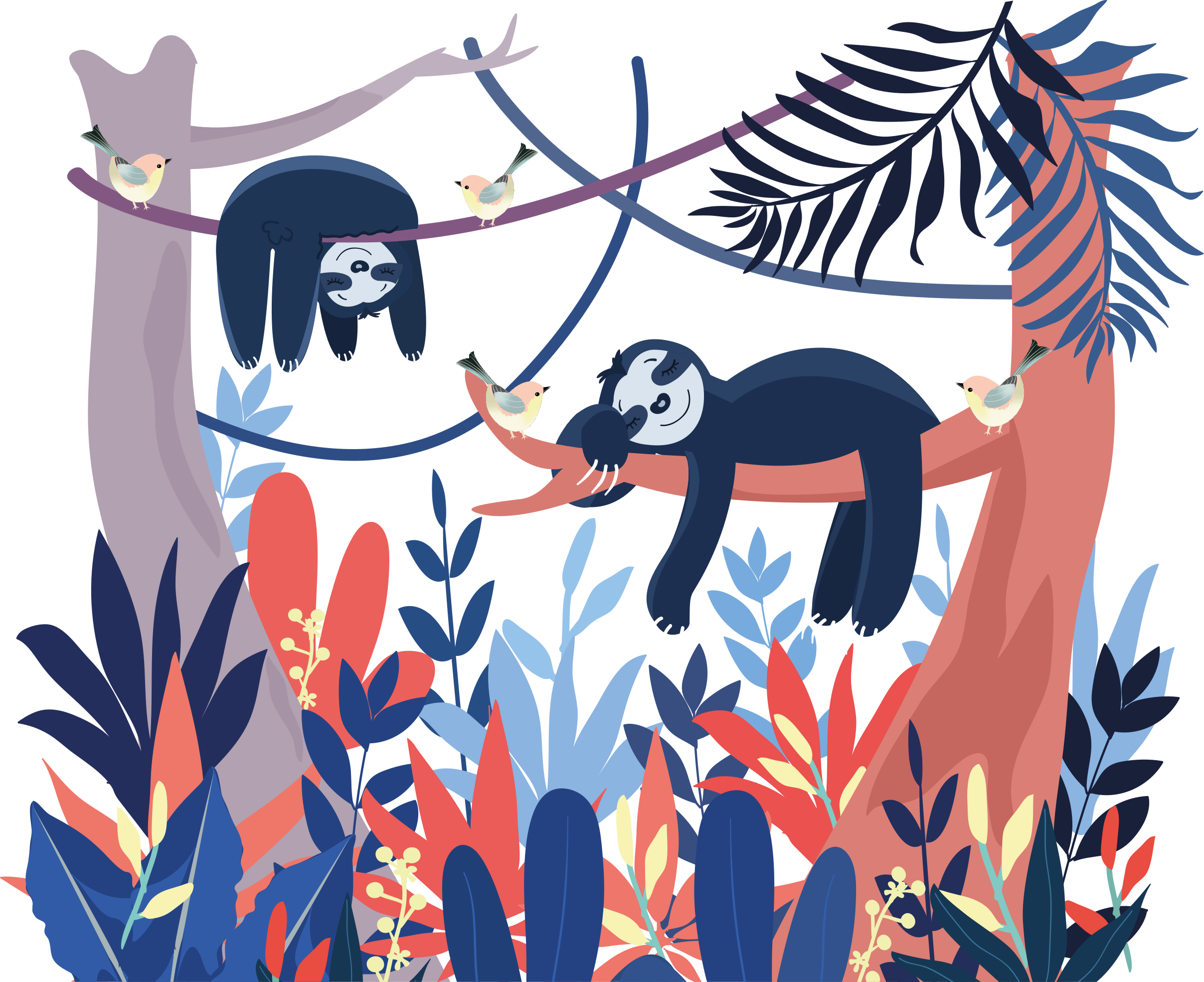 Animal mat playful sloths design - TenStickers