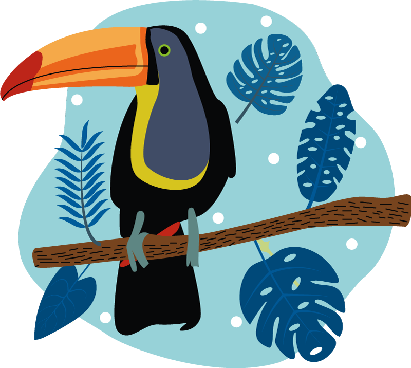 Tropical toucan perched animal mat - TenStickers