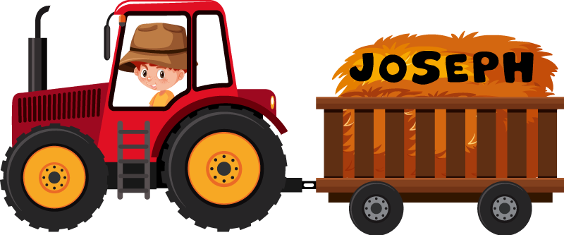 Animal mat tractor with hay - TenStickers