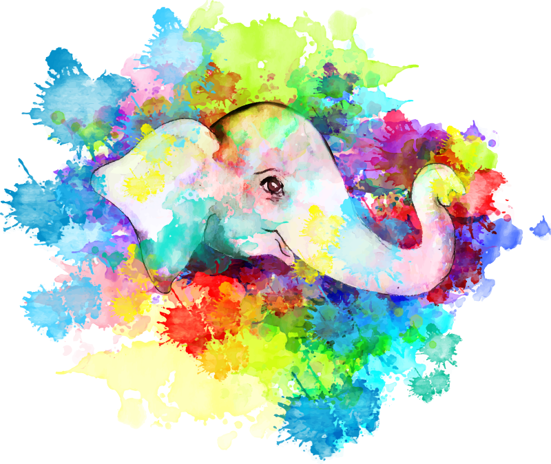 Colorful elephant splash animal mat - TenStickers