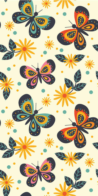 Animal mat with colorful butterfly designs - TenStickers
