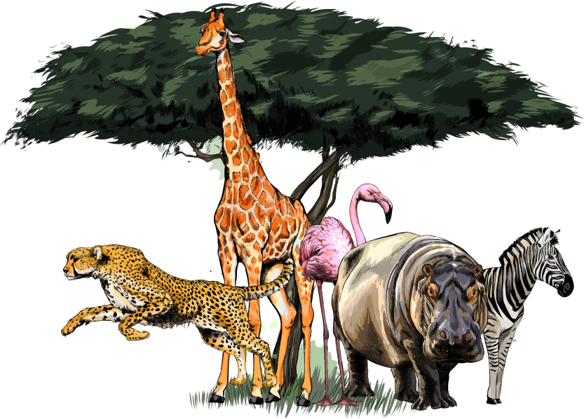 Animal mat giraffe family safari - TenStickers
