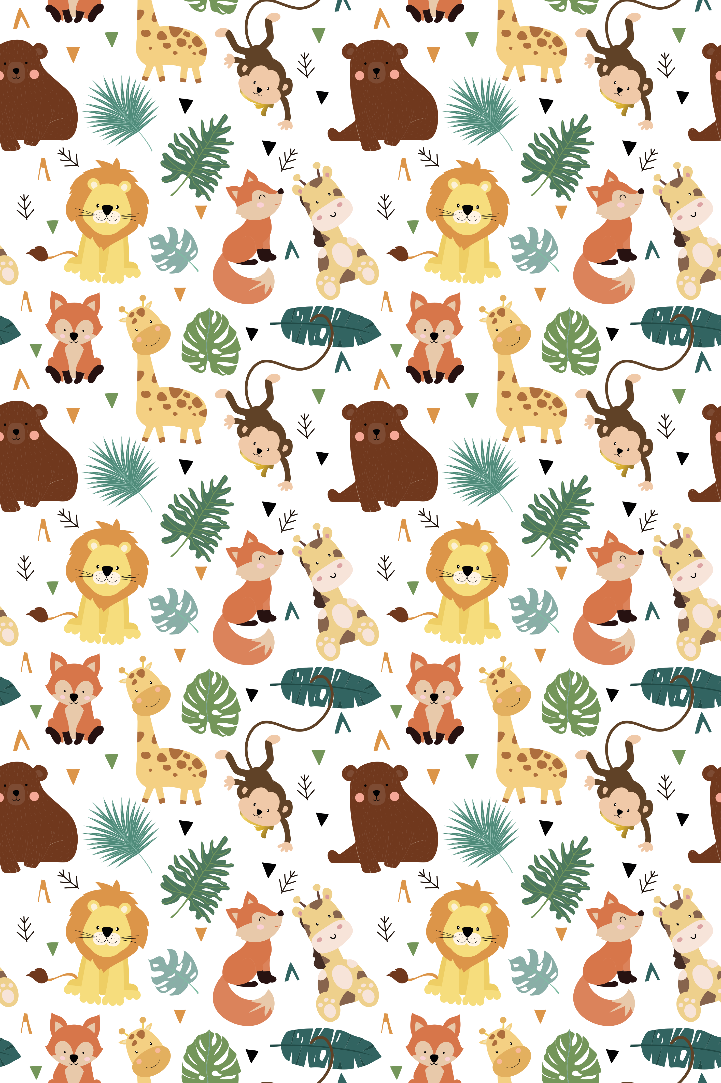 Cute wild animals with leaves animal mat - TenStickers