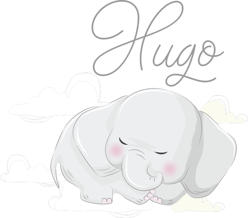 Animal mat sleeping elephant on clouds with name - TenStickers