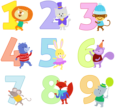 Animal mat colorful numbers for kids - TenStickers