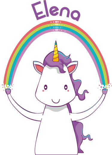 Unicorn and rainbow personalized animal mat - TenStickers