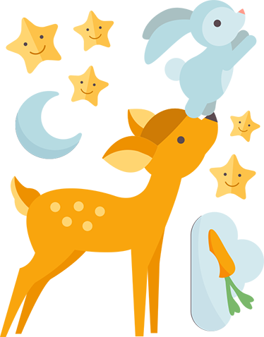 Animal mat featuring deer and bunny design - TenStickers