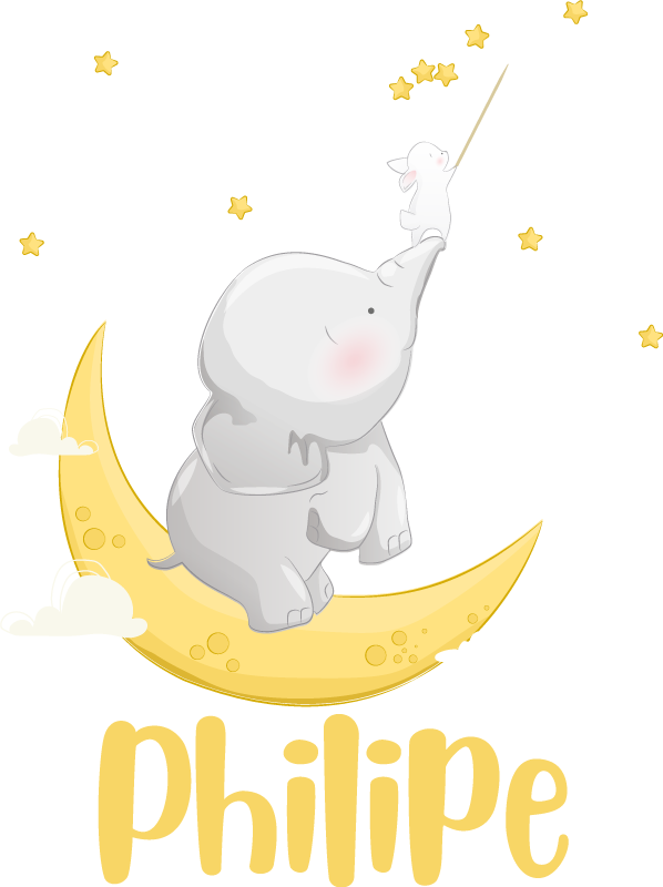Customizable name elephant and rabbit animal mat - TenStickers